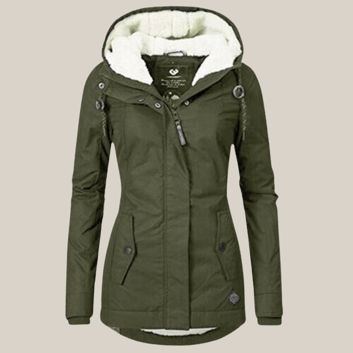 Women's Sherpa-Lined Hooded Quilted Jacket Windproof Parka