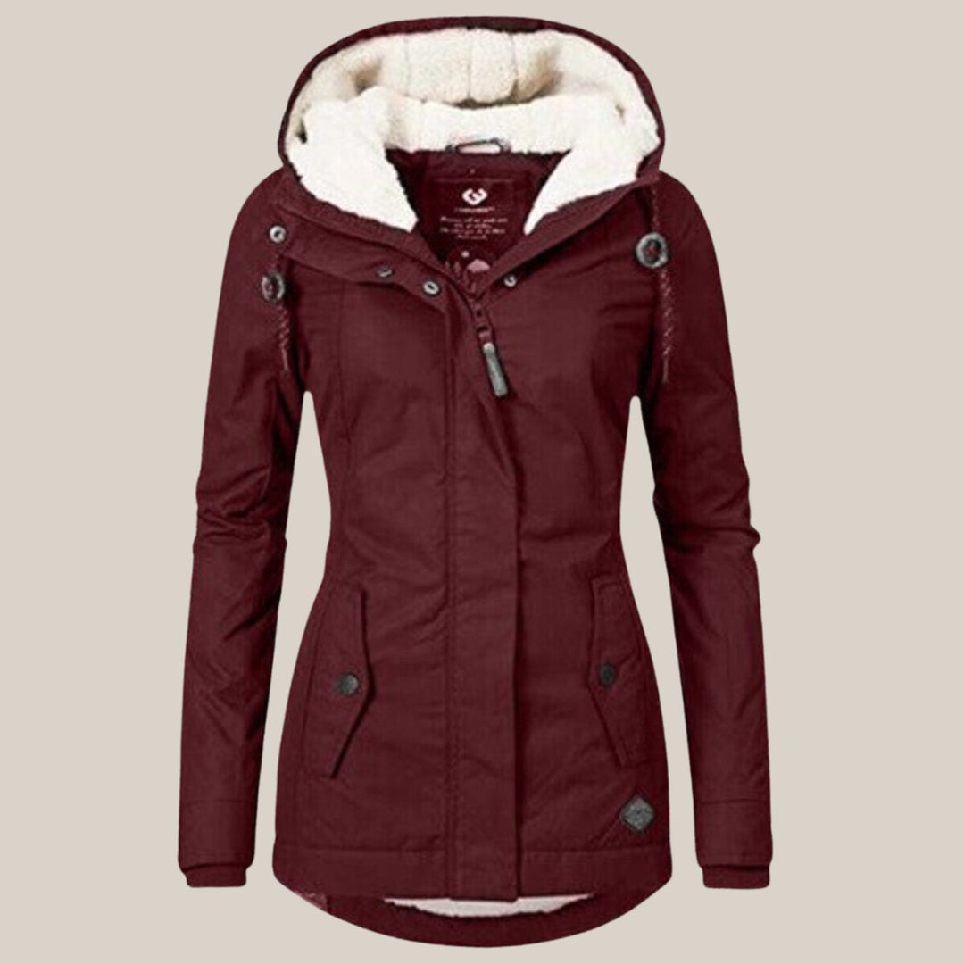 Women's Sherpa-Lined Hooded Quilted Jacket Windproof Parka