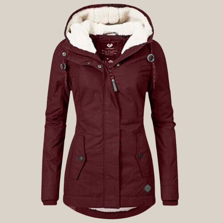Women's Sherpa-Lined Hooded Quilted Jacket Windproof Parka