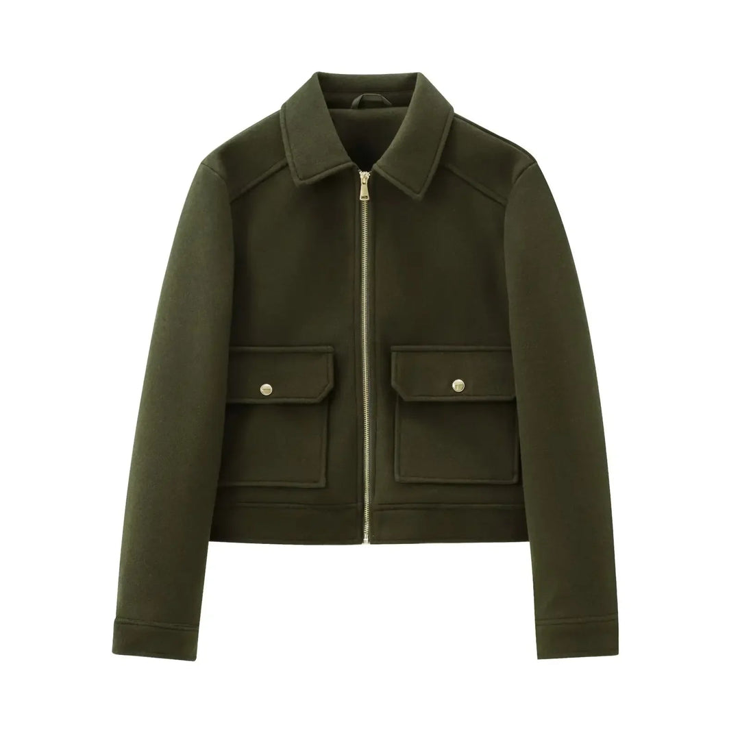 Claire | Women's Cropped Zip Up Bomber Jacket Luvy Boutique