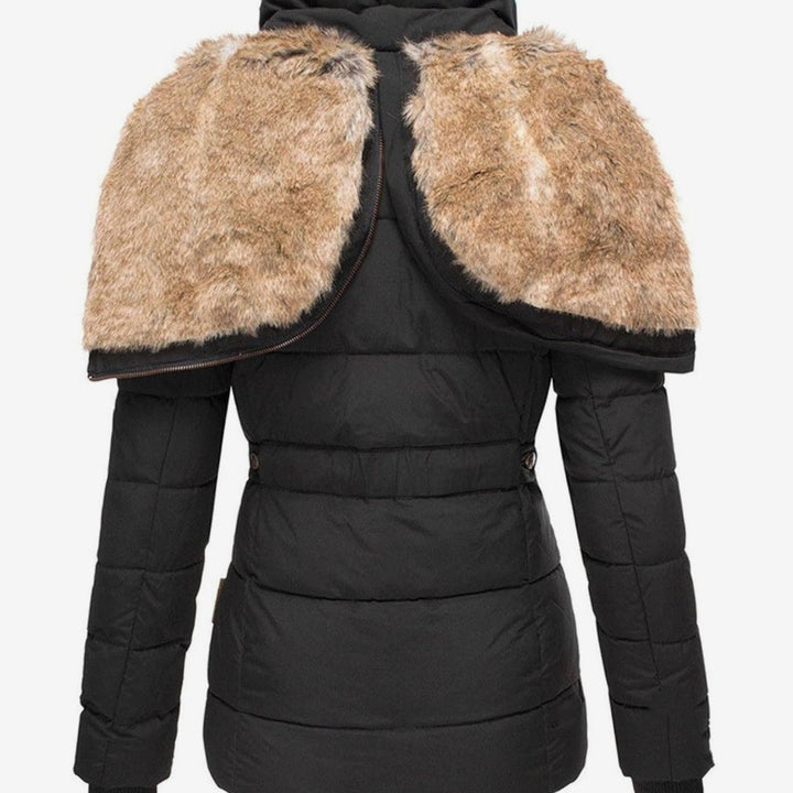 Women's Slim-Fit Quilted Puffer Jacket Faux-Fur Hood