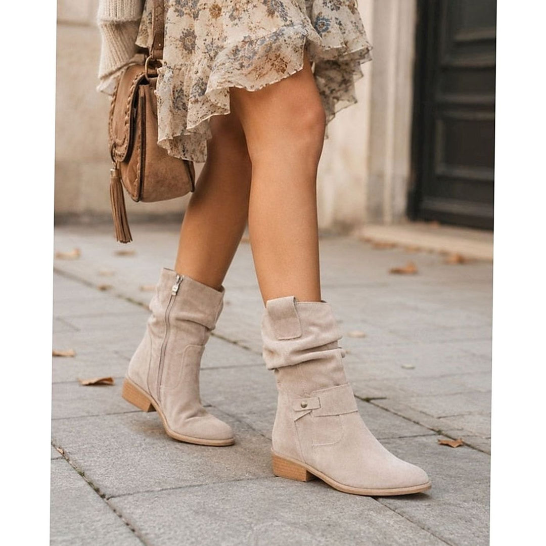 Women's Slouchy Buckle Block-Heel Ankle Boots