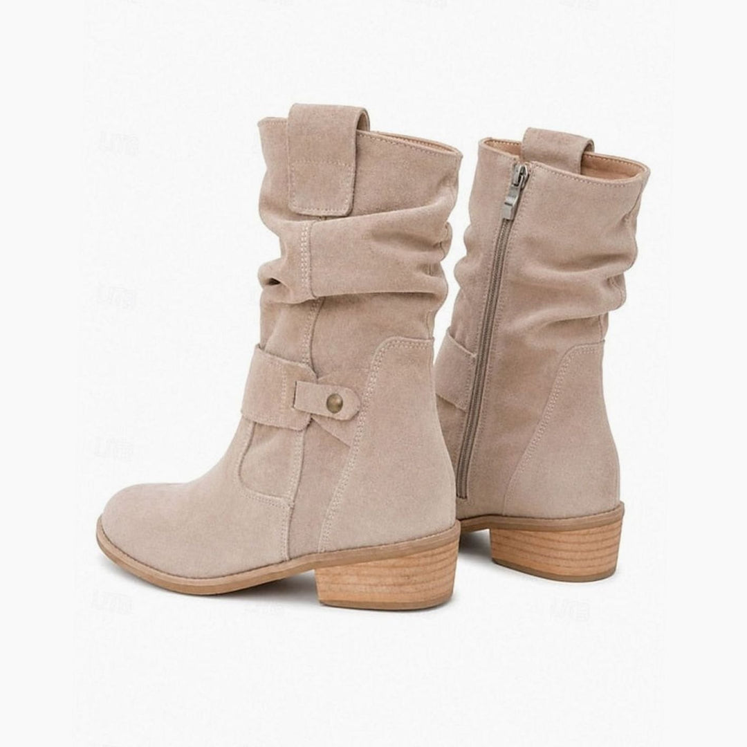 Women's Slouchy Buckle Block-Heel Ankle Boots