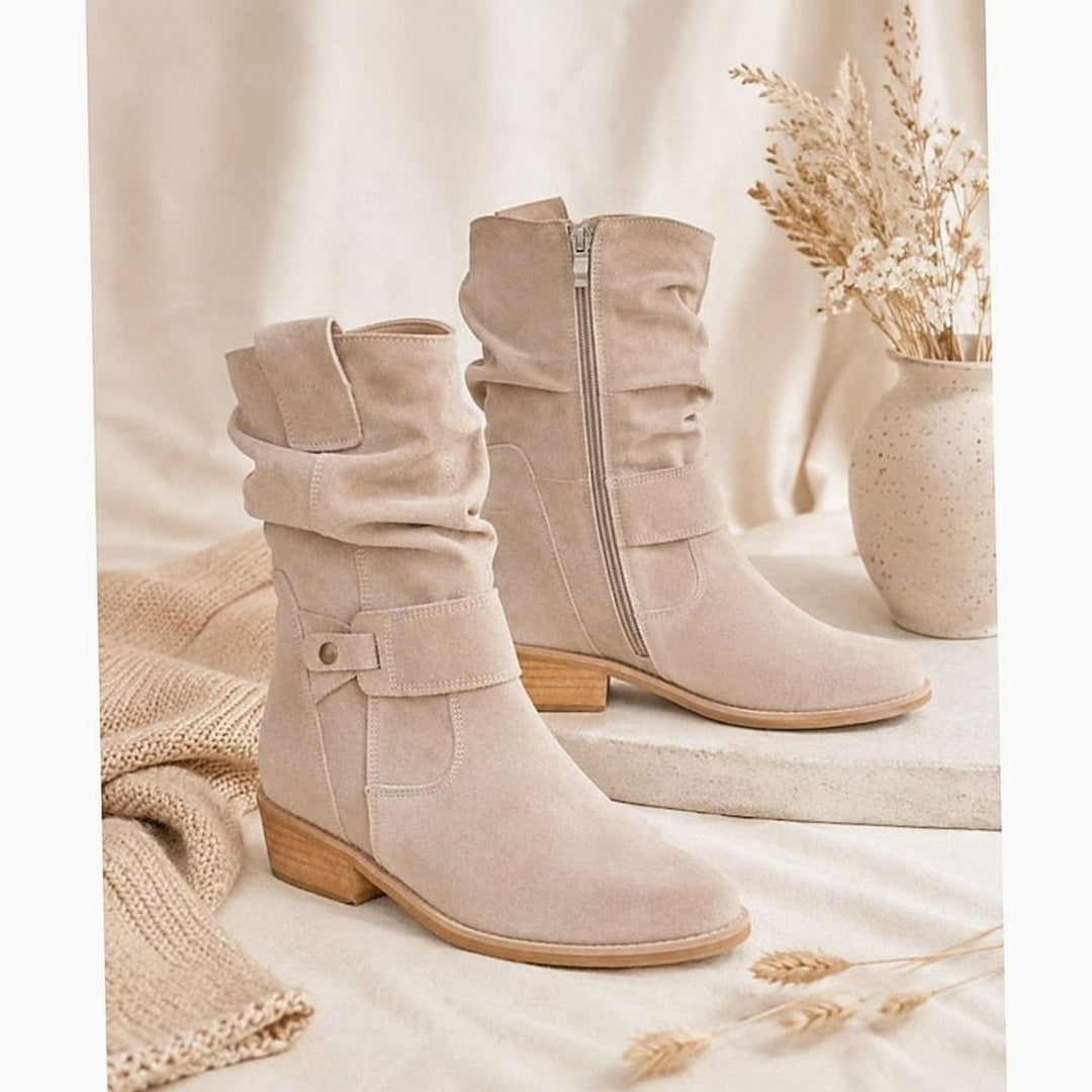 Women's Slouchy Buckle Block-Heel Ankle Boots