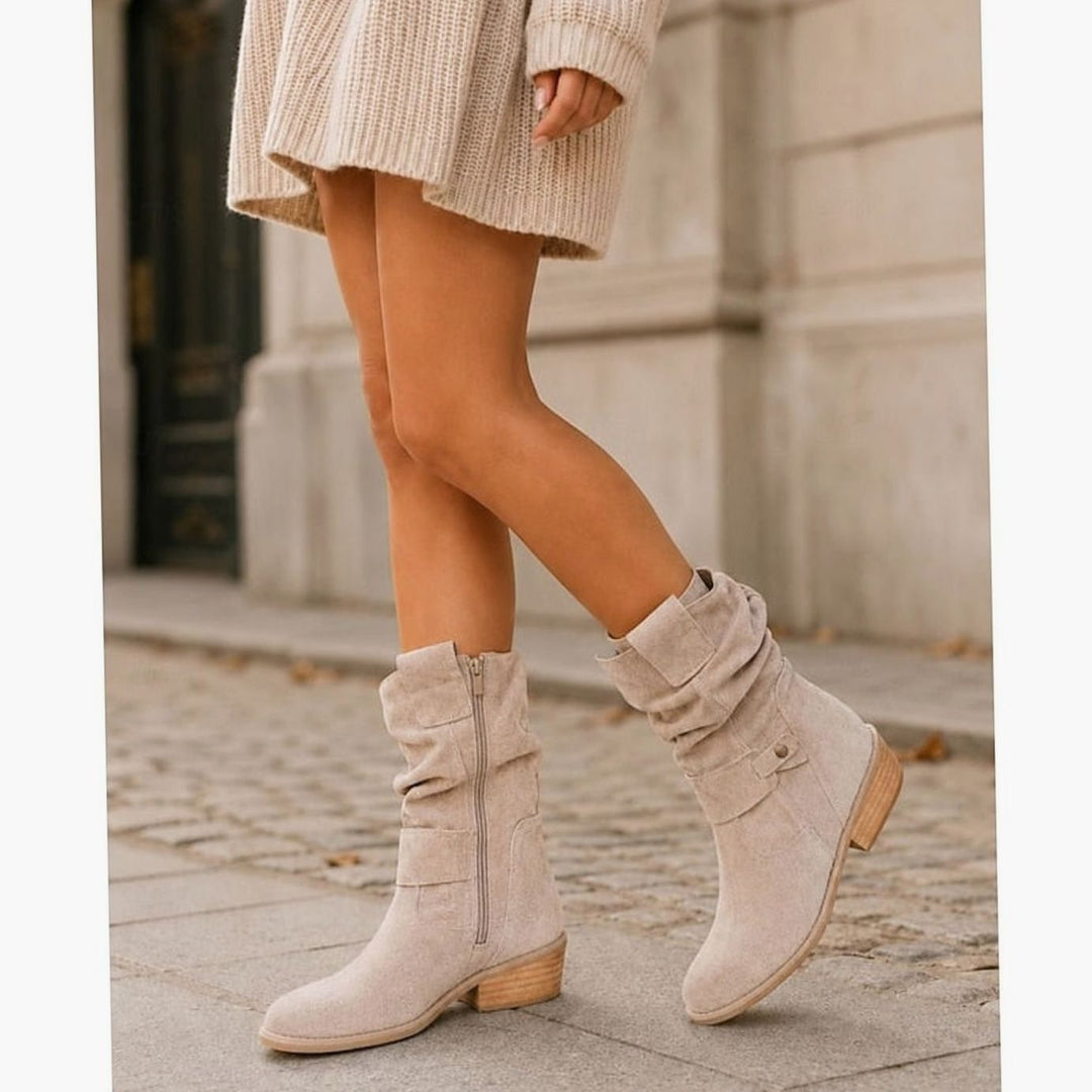 Women's Slouchy Buckle Block-Heel Ankle Boots