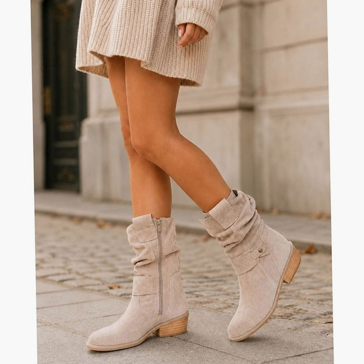 Women's Slouchy Buckle Block-Heel Ankle Boots