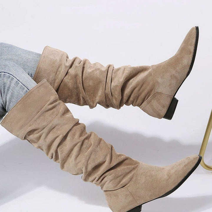 Women's Slouchy Faux-Suede Block-Heel Knee-High Boots