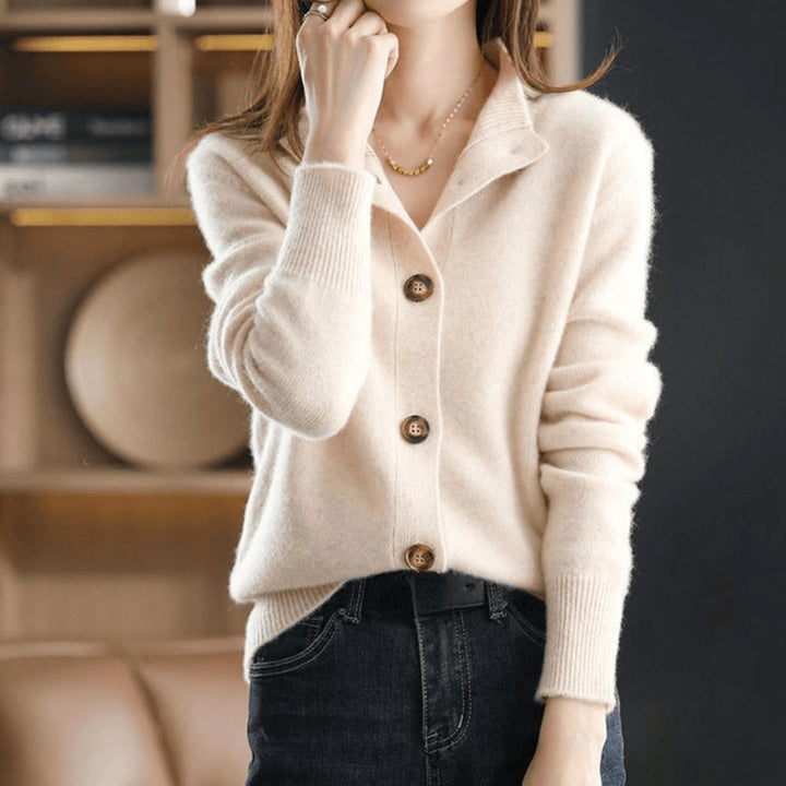 Women's Soft Cashmere Blend Button-Front Knit Cardigan - Beige