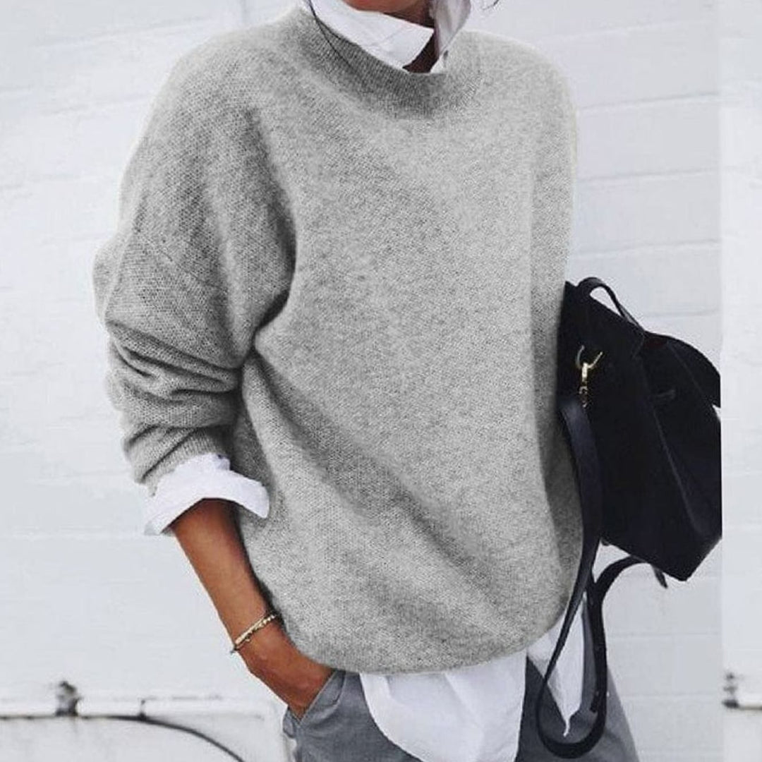 Women's Soft Relaxed-Fit Crewneck Pullover Sweater - Grey
