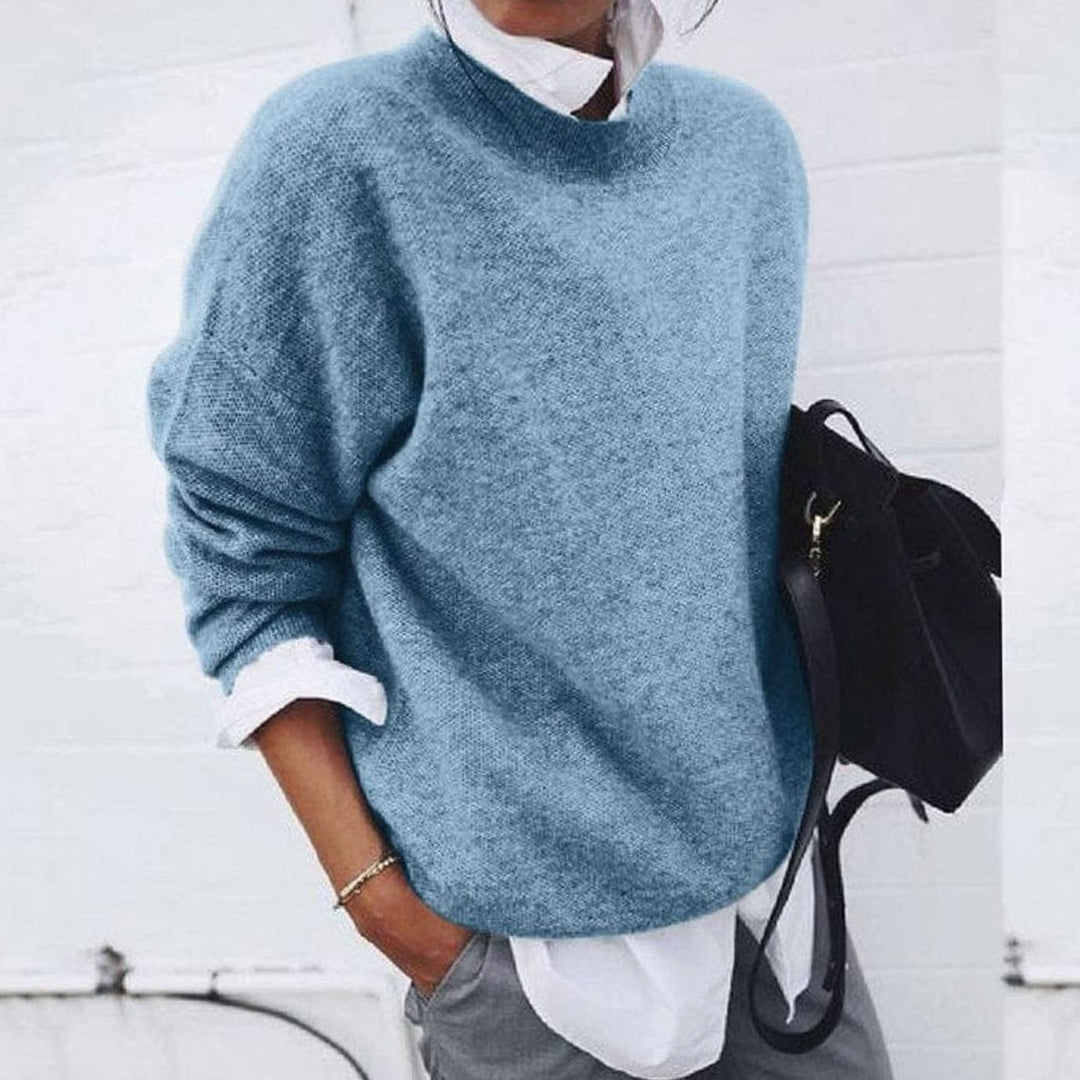 Women's Soft Relaxed-Fit Crewneck Pullover Sweater - Blue