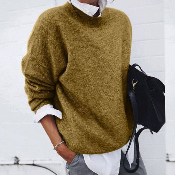 Women's Soft Relaxed-Fit Crewneck Pullover Sweater - Khaki