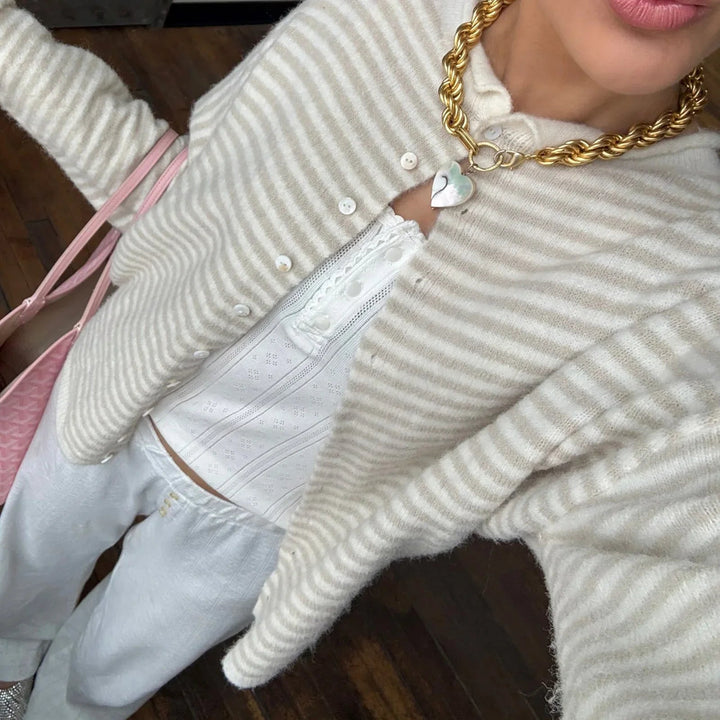 Evelyn | Women's Striped Button Front Cardigan Sweater Luvy Boutique