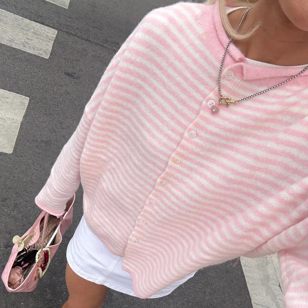 Evelyn | Women's Striped Button Front Cardigan Sweater Luvy Boutique