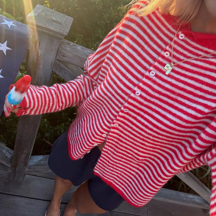 Evelyn | Women's Striped Button Front Cardigan Sweater Luvy Boutique