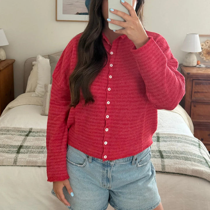 Evelyn | Women's Striped Button Front Cardigan Sweater Luvy Boutique