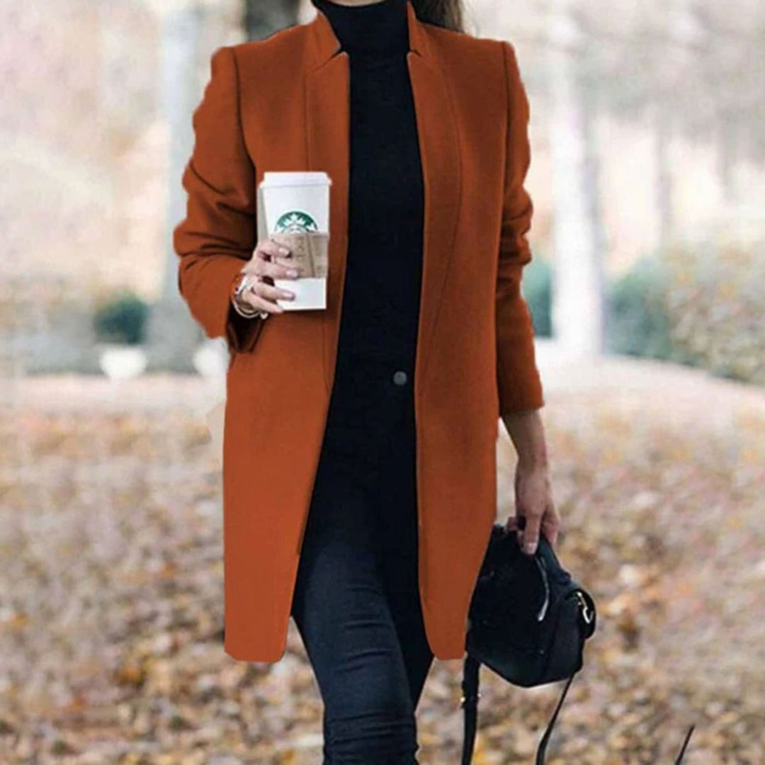 Women's Tailored Lapel Long Winter Coat - Caramel