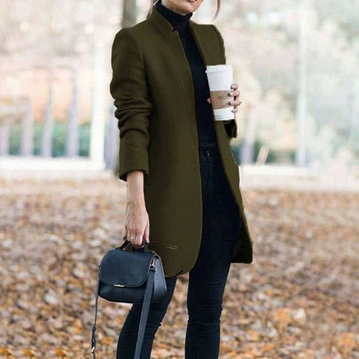 Women's Tailored Lapel Long Winter Coat - Green