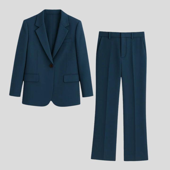 Women's Tailored Single-Button Blazer Straight-Leg Suit Set