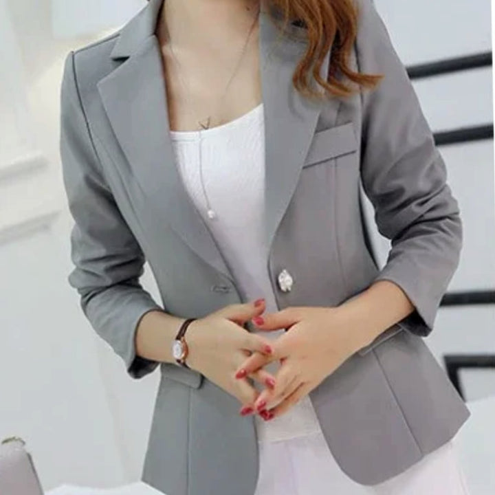Women's Tailored Slim-Fit One-Button Office Blazer - Grey