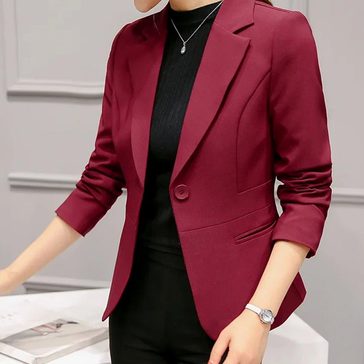 Women's Tailored Slim-Fit One-Button Office Blazer - Red