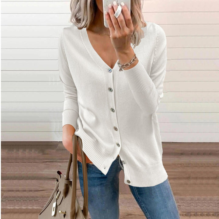Women's V-Neck Button-Front Knit Cardigan