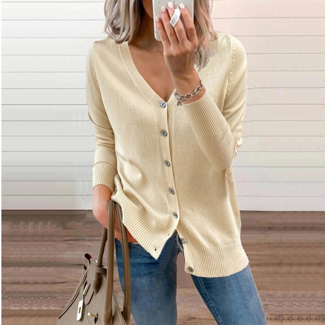 Women's V-Neck Button-Front Knit Cardigan