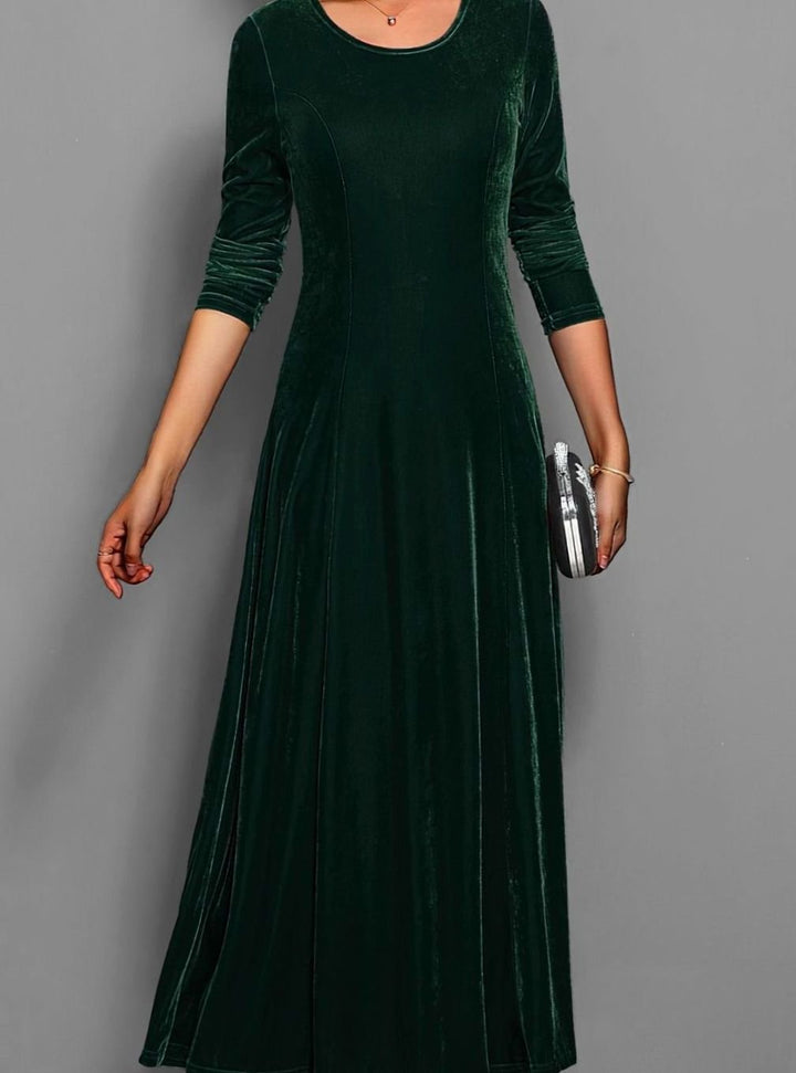 Women's Velvet Long-Sleeve A-Line Maxi Party Dress