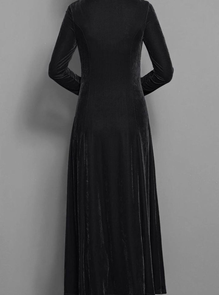 Women's Velvet Long-Sleeve A-Line Maxi Party Dress