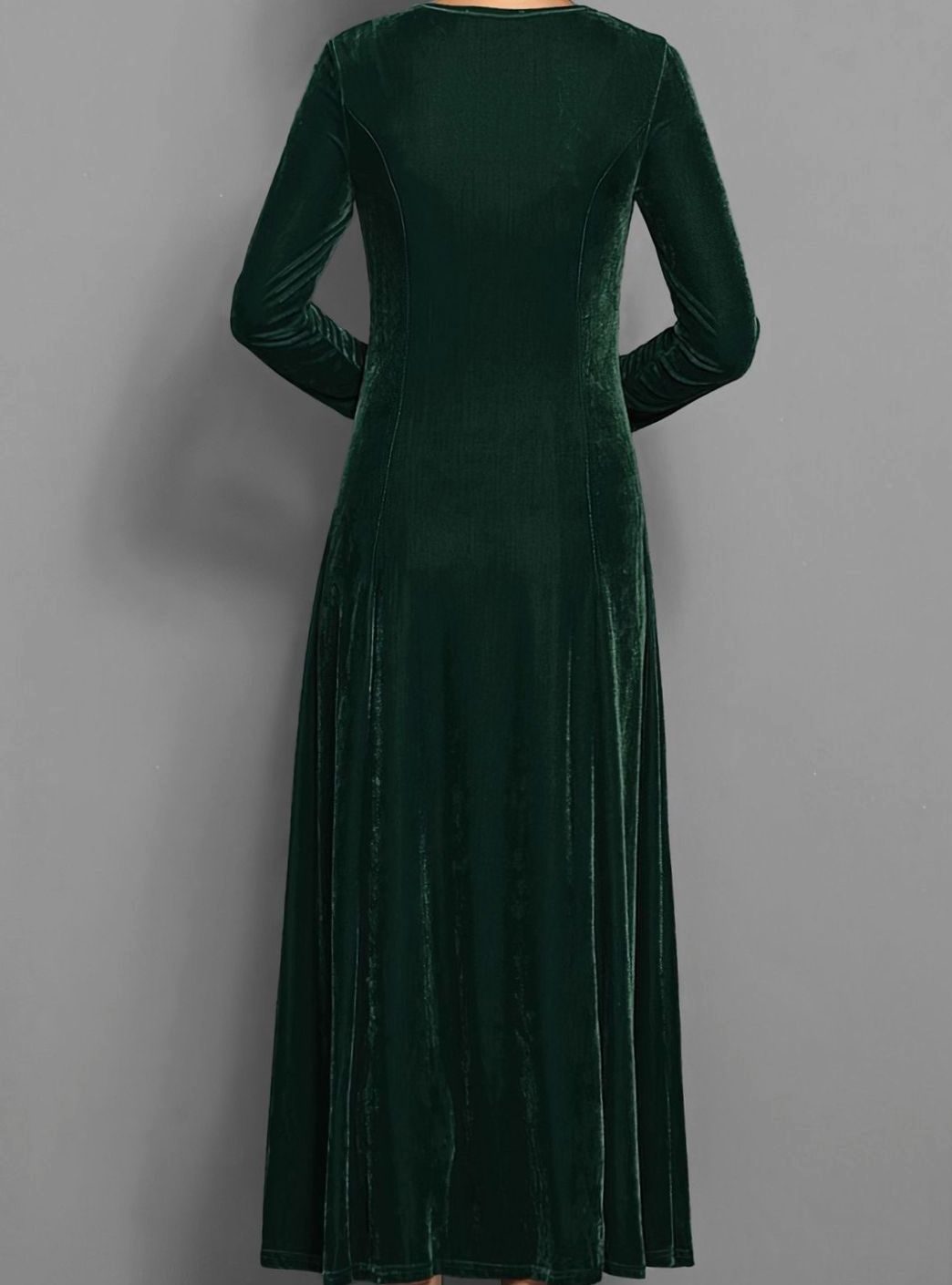 Women's Velvet Long-Sleeve A-Line Maxi Party Dress