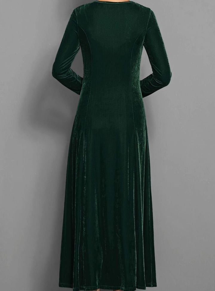 Women's Velvet Long-Sleeve A-Line Maxi Party Dress