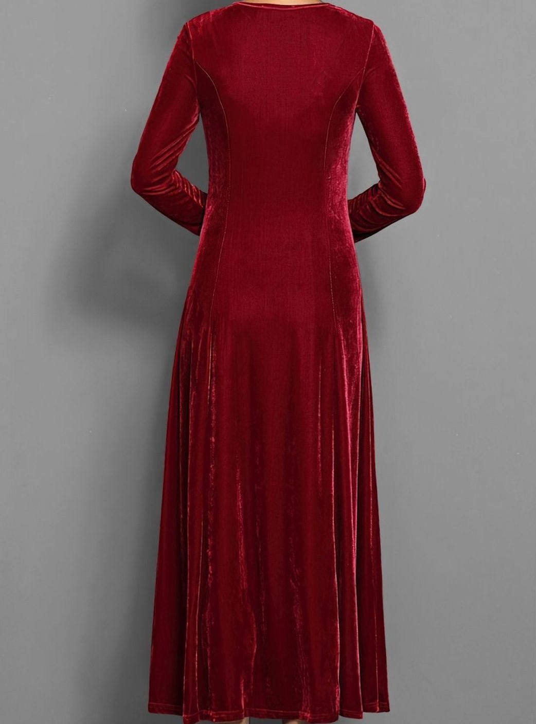 Women's Velvet Long-Sleeve A-Line Maxi Party Dress