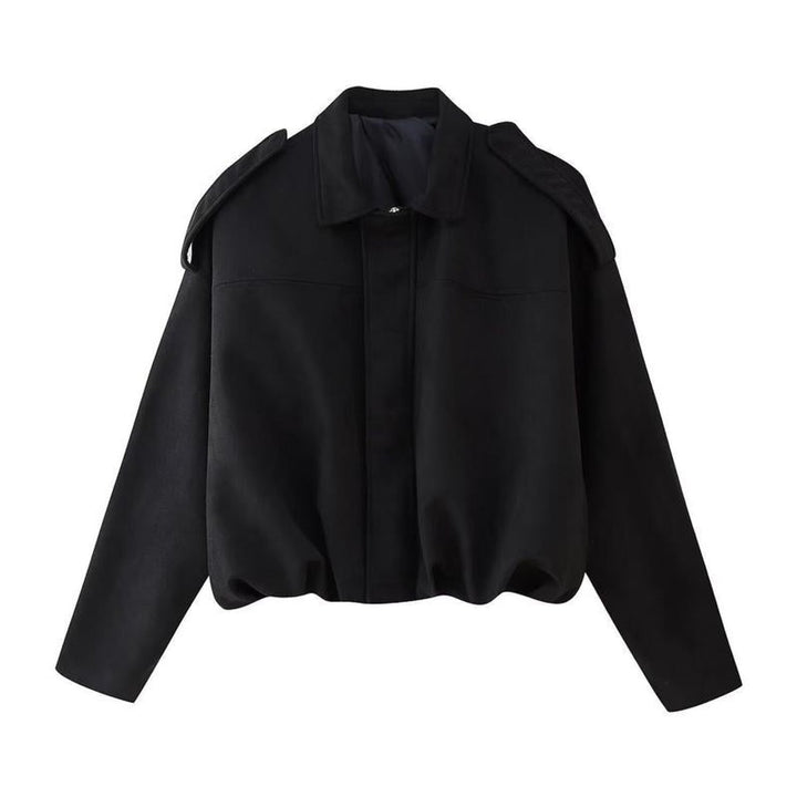 Women's Vintage-Inspired Faux Suede Oversized Bomber Jacket - Black