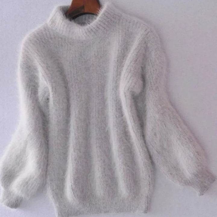 Women's Warm High Neck Loose Knit Sweater - Gray