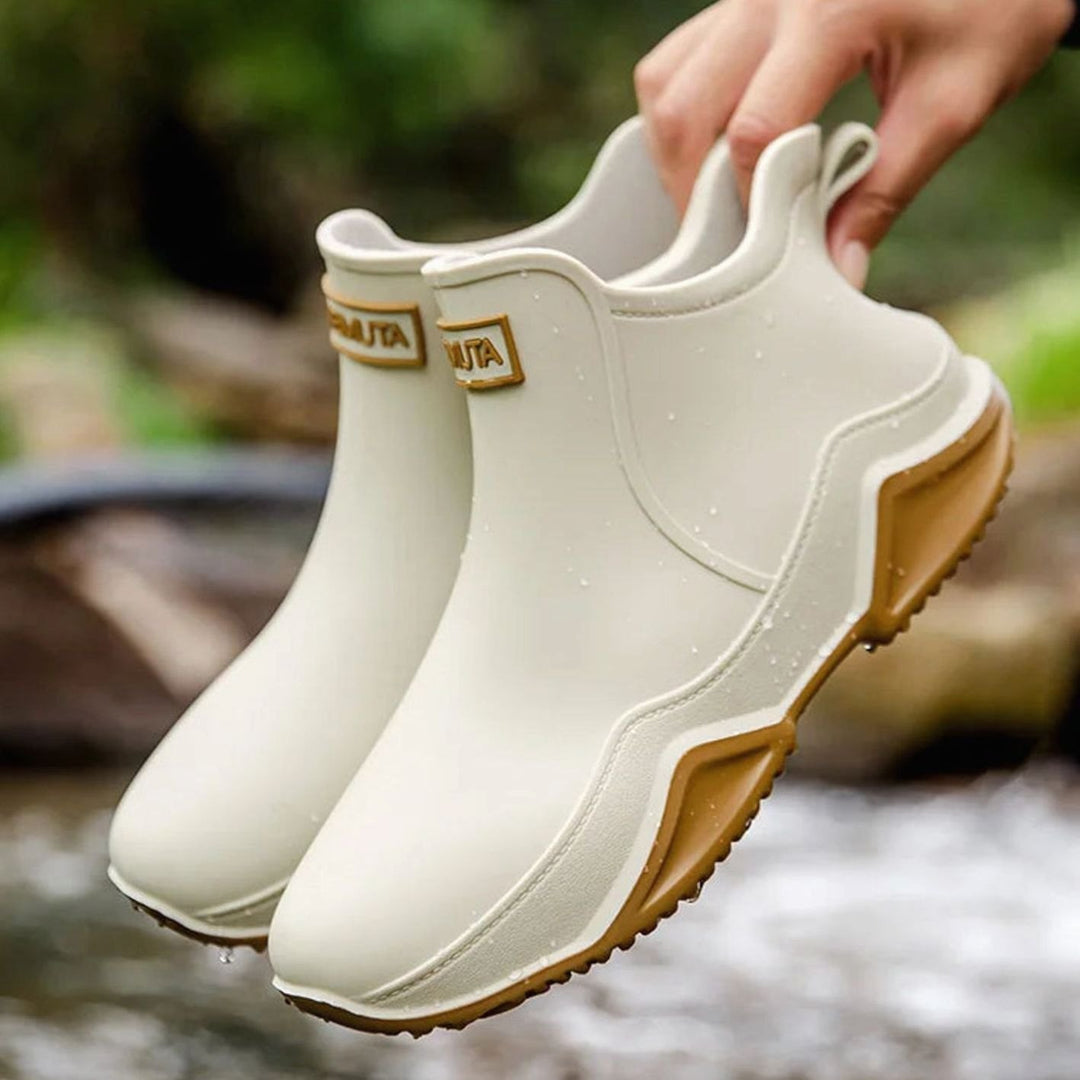 Women's Waterproof Chelsea Slip-On Rain Boots Rubber Outdoor