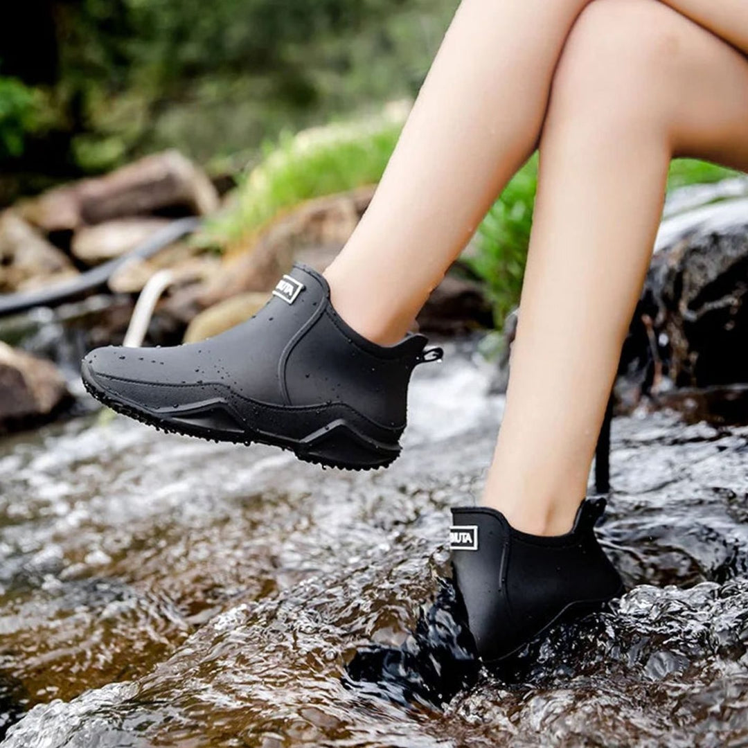 Women's Waterproof Chelsea Slip-On Rain Boots Rubber Outdoor