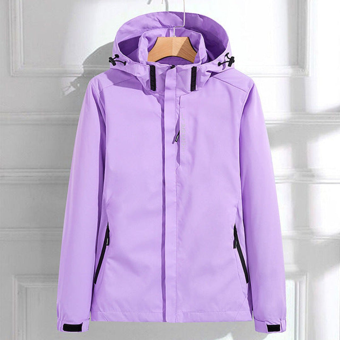 Women's Waterproof Hooded Adjustable-Fit Rain Jacket - Lilac