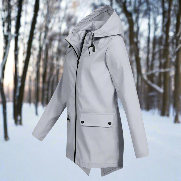 Women's Waterproof Hooded Zip-Up Rain Jacket Adjustable Cuffs
