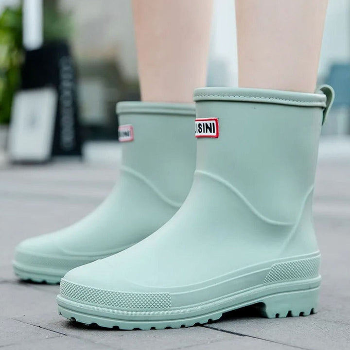 Women's Waterproof Mid-Calf Rubber Rain Boots