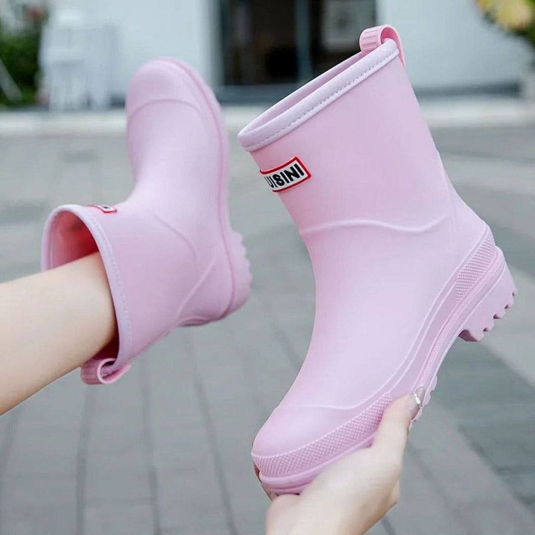 Women's Waterproof Mid-Calf Rubber Rain Boots
