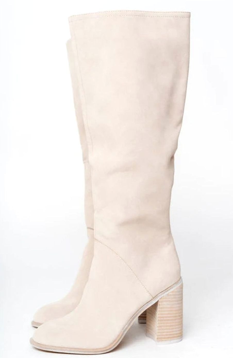 Women's Winter Tall Knee-High Boots Block Heel Suede-Look