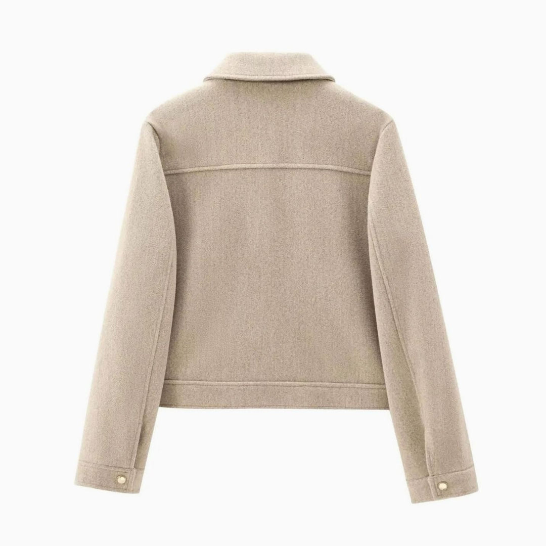Women's Wool Zip-Up Cropped Bomber Jacket