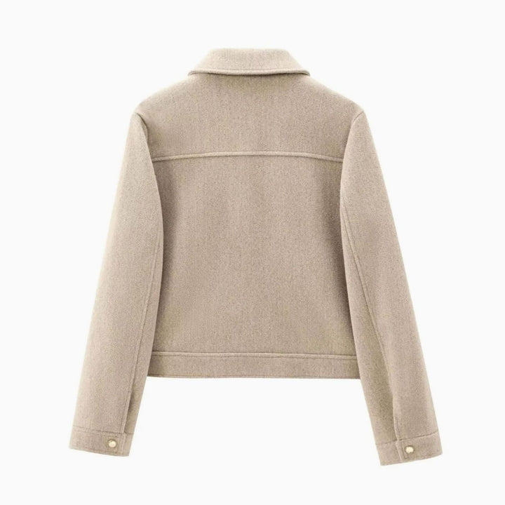 Women's Wool Zip-Up Cropped Bomber Jacket