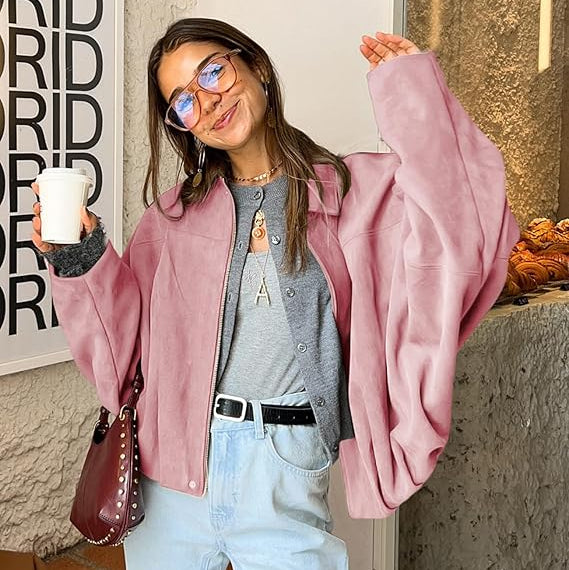 Ariana | Women's Oversized Cropped Bomber Jacket Luvy Boutique