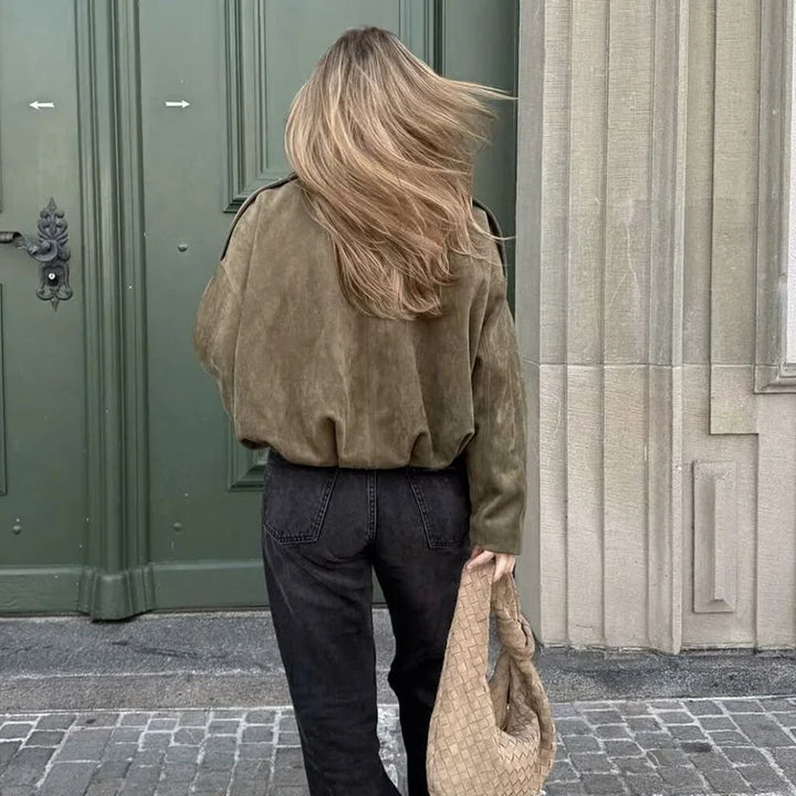 Ariana | Women's Oversized Cropped Bomber Jacket Luvy Boutique