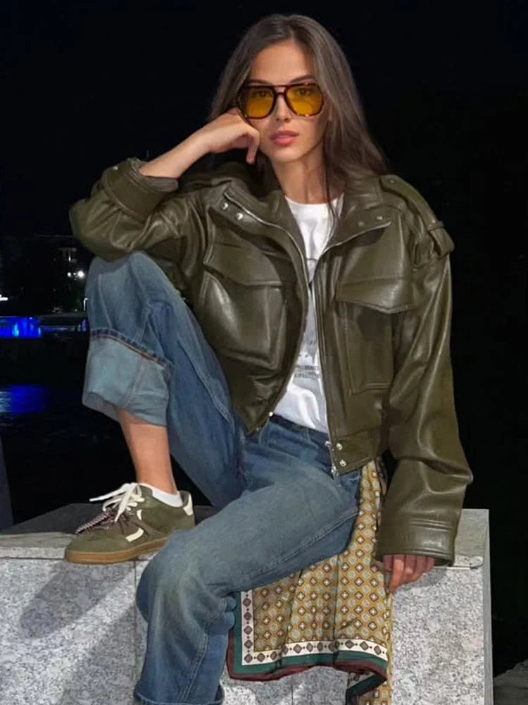 Lauren | Women's Zip Up Biker Style Jacket Luvy Boutique