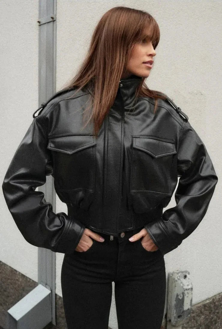 Lauren | Women's Zip Up Biker Style Jacket Luvy Boutique