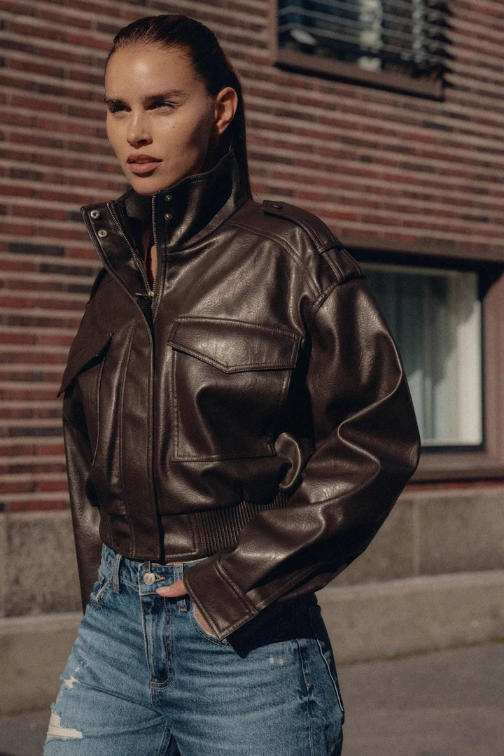 Lauren | Women's Zip Up Biker Style Jacket Luvy Boutique