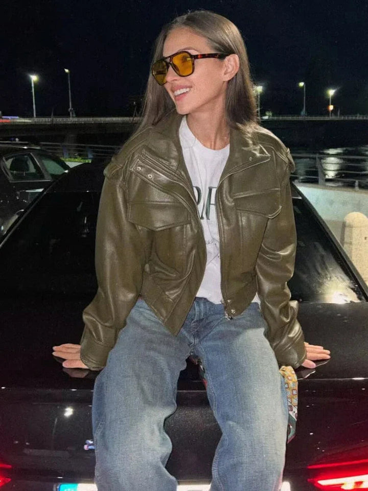 Lauren | Women's Zip Up Biker Style Jacket Luvy Boutique