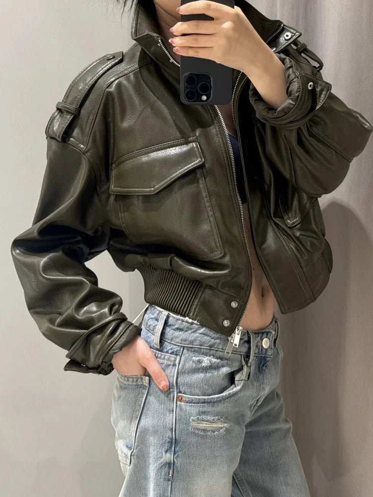 Lauren | Women's Zip Up Biker Style Jacket Luvy Boutique