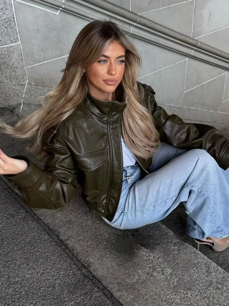 Lauren | Women's Zip Up Biker Style Jacket Luvy Boutique